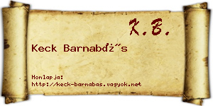 Keck Barnabás névjegykártya